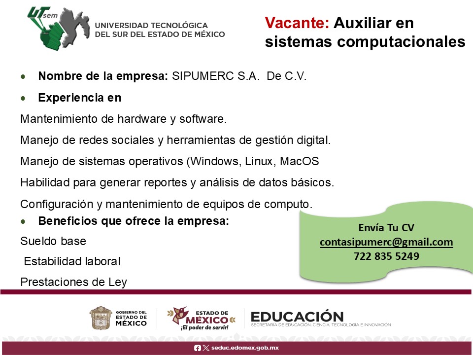 Imagen de Auxiliar de sistemas computacionales